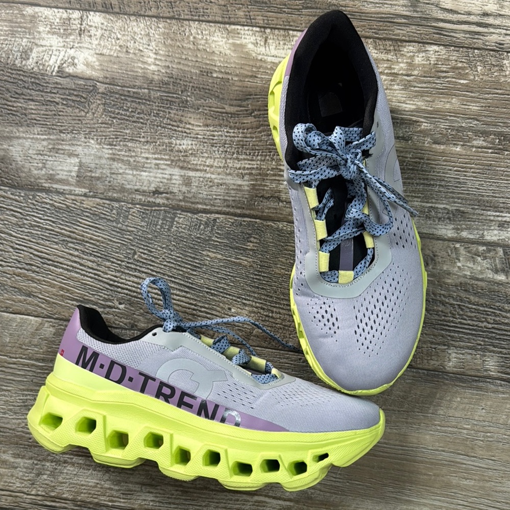 Men's Gray and Neon Yellow Athletic Shoes